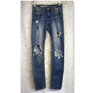 Machine Nouvelle Mode Jeans Womens Size 0 Distressed Thrashed Skinny Stretch Y2K